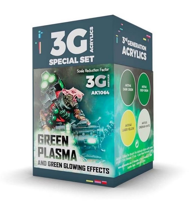 AK Wargame Color Set. Green Plasma And Glowing Effect