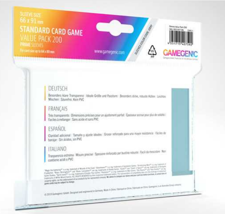 Standard Card Game Value Pack Matte Sleeves- Clear (200ct.)